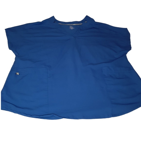 ClimateRight by Cuddl Duds Modern V-Neck Anti-Bacterial Blue Scrub Top S… - Picture 4 of 6